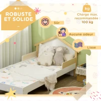 HOMCOM Lit pour enfant - structure lit avec tête de lit maison et sommier à lattes Inclus - 90 x 190 cm- pin massif blanc(m-6)