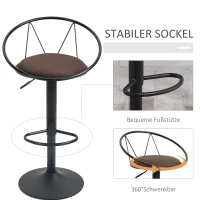 HOMCOM 2er-Set Barhocker Drehstühle Barstühle Arbeitshocker Bürohocker Höheverstellbar 360° schwenkbar mit rutschfesten Gummipuffer Leinen Metall Schwarz 51x 46 x 78-100 cm(m-6)