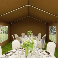 Outsunny 6m x 4m Marquee Party Tent Wedding Canopy, Pop Up Gazebo with Sidewalls, Doors, Windows, Galvanised Garden Gazebo for Parties Events, Yellow(m-9)
