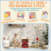AIYAPLAY Set Tavolo e Sedie per Bambini 3-7 Anni con 2 Sedie e Tavolo con 4 Contenitori, in Legno e PP, color Legno(m-5)