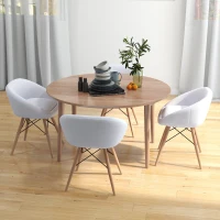 HOMCOM Chaise Design scandinave - Chaise de Salon ou Cuisine - Pieds effilés Bois Massif - revêtement synthétique PU Blanc(m-8)