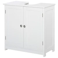 kleankin Mobile Sottolavabo a 2 Ante con Ripiano Regolabile e Intaglio a U, 60x30x60 cm, Bianco(m-10)