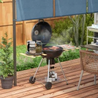 Outsunny Barbacoa Portátil con 2 Ruedas Estantes Plegables Termómetro y Parrilla Metálica para Pícnic Camping 117x68x91 cm Negro(m-2)