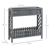 Outsunny Jardinière sur Pied Potager avec étagère barrière - pans latéraux Treillis - dim. 90L x 30l x 90H cm - Bois Sapin Gris(m-3)
