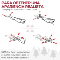 HOMCOM Árbol de Navidad Artificial 210 cm con 1036 Ramas Adornos Piñas Decoración Navideña para Interiores Verde(m-6)
