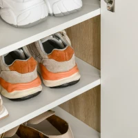 HOMCOM Mobile Scarpiera Salvaspazio per 12 Scarpe, Armadietto con 4 Mensole e 2 Cassetti, 68x35x102.5 cm, Color Legno e Bianco(m-8)
