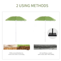 Outsunny 1.7m Beach Umbrella, Portable Parasol with Tilting Function, Carry Bag, Outdoor Sunshade Shelter with 8 Ribs, Green(m-8)