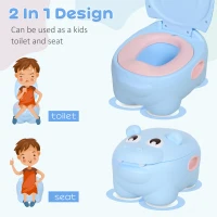 HOMCOM Portable Baby Potty Kids Children Training Toilet Chair Toddler Trainer Stool with Cushion 6 Months - 2 Years Blue(m-4)