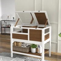 PawHut Wooden Tortoise House, with Shelter, Run, Shelf, Lamp Holder, Tray - Brown(m-9)