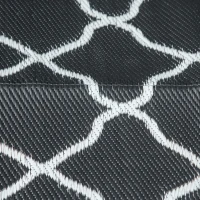 Outsunny Reversible Outdoor Rug, Plastic Straw Mat w/ Carry Bag Ground Stakes for Garden RV Picnic Beach Camping 182x274cm Black(m-9)