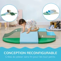 HOMCOM Parcours motricité bébé 6PCS, module motricité bébé en mousse EPE avec housse en revêtement synthétique, blocs mousse de construction, jouets éducatifs enfants d'âge préscolaire, multicolore(m-6)