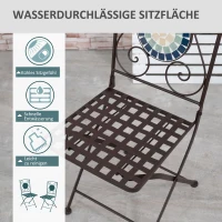 Outsunny Bistro-Set für 2 Personen im Nostalgie-Design, Mosaiksteine, wetterbeständig, Mehrfarbig(m-6)