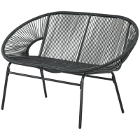 Outsunny Rattansessel Relaxsessel im Boho-Stil, 132 cm x 72 cm x 83 cm, Schwarz