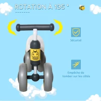 HOMCOM Draisienne vélo Enfant Design Abeille 4 Roues Selle Guidon Ergonomique métal PP Jaune(m-6)