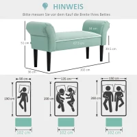 HOMCOM Gepolsterte Sitzbank für Schlafzimmer und Flur, bis 130 kg belastbar, 102 x 36 x 51 cm, Grün(m-6)