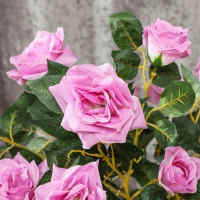 Outsunny Set of 2 Artificial Plants White Rose Floral in Pot, Fake Plants for Home Indoor Decor, 90cm, Purple(m-7)