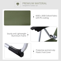 Outsunny Folding Camping Chair, Patio Armchair, 3-Position Adjustable Recliner Reclining Seat with Pillow for Outdoor Garden - Green(m-5)