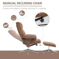 HOMCOM Velvet-Feel Recliner Chair and Ottoman - Light Brown(m-4)