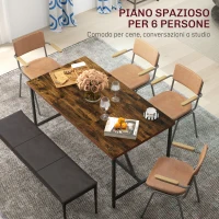 HOMCOM Tavolo da Pranzo per 6 Persone Stile Industriale in Legno e Acciaio, 150x80x75 cm, Marrone(m-4)