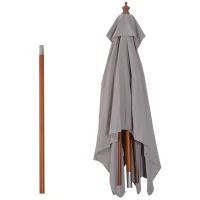 Outsunny Parasol de jardin extérieur Parasol rectangulaire inclinable bois polyester haute densité 2L x 1,5l x 2,3H m gris clair(m-7)