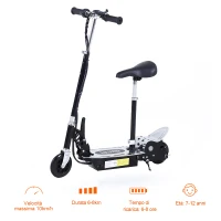 HOMCOM Monopattino Elettrico Pieghevole con Sella, 2 Ruote e Manubrio Regolabile, Bambini 7-12 Anni, 81.5x38x94cm, Nero(m-6)