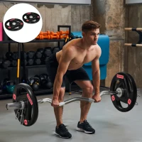 SPORTNOW Set di 2 Dischi Pesi da 10kg in Acciaio con Rivestimento in Gomma per Bilanciere(m-2)