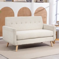 HOMCOM Zweisitzer-Sofa, komfortabel, 134x71x82 cm, Beige(m-2)