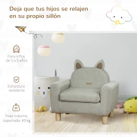 HOMCOM Sillón Infantil Mini Sofá para Niños de +3 Años con Asiento Acolchado y Reposabrazos 61x42x53 cm Marrón(m-7)