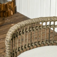 Outsunny Gartenmöbel-Set für 4 Personen aus PE-Rattan, 2 Sessel, 1 Sofa, 2 Beistelltisch, Boho-Stil, Braun+Grau(m-8)
