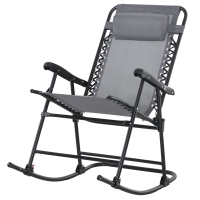 Outsunny Outdoor Schaukelstuhl, wetterfest, klappbar, mit Kopfkissen, bis 120 kg, Hellgrau