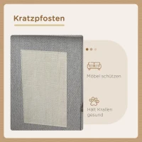 PawHut Katzenhaus, Futterplatz mit 2 Edelstahlnäpfen, Kratzmatte, weiches Liegekissen, 78 x 48 x 49,5 cm, grau(m-5)
