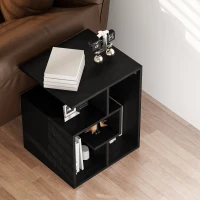 HOMCOM Side Table, 3 Tier End Table with Open Storage Shelves for Living Room, Bedroom, Black(m-9)