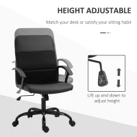 Vinsetto Mesh Office Chair, Faux Leather Desk Chair with Swivel Wheels, Adjustable Height and Tilt Function, Black(m-4)