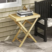 Outsunny Table de jardin extérieur rectangulaire en bois pour balcon terrasse 68L x 44l x 75H cm Naturel(m-2)