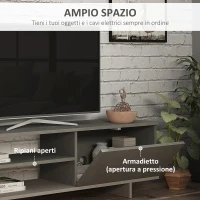 HOMCOM Set Mobile Porta TV con Armadietto e Mensola da Appendere in Legno, 160x35.6x44cm - Grigio(m-5)