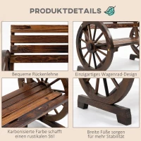 Outsunny Gartenbank, Wagenrad-Design, für 2 Personen, Naturholz, dunkelbraun, 105,5 x 56 x 79cm(m-5)