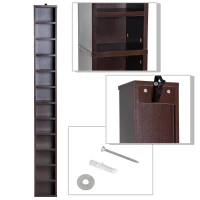 HOMCOM Rangements pour CD et DVD, étagère colonne de rangement, meuble de rangement avec 12 compartiments, capacité max. 204 CD, 21 x 20 x 175 cm, marron(m-7)