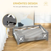 Pawhut Haustiersofa Hundematte Katzensofa Hundecouch Hundebett mit Kissen Indoor modernes Sofa für kleine und mittelgroße Hundesofa weich gepolstert waschbarer Bezug Kiefernholz Grau 80 x 55 x 23 cm(m-5)