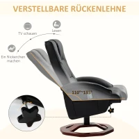 HOMCOM Massagesessel, mit Fußhocker, 10 Massagepunkte, Liegefunktion, drehbarer Sitz, Schwarz, 73 x 83 x 106cm(m-5)