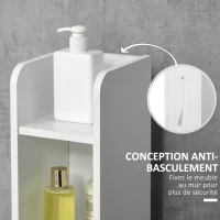 kleankin Meuble colonne de salle de bain armoire toilette haute avec étagères et placards - 15 x 17 x 120 cm blanc(m-6)