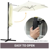 Outsunny 2.5M Garden Cantilever Parasol, Offset Roma Patio Umbrella Hanging Sun Shade Canopy Shelter with 360° Rotation and Cross Base, Beige(m-4)