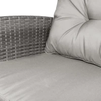 Outsunny Gartenmöbel-Set, 4-tlg., 3 Sofas, Beistelltisch, Sitzkissen, Alurahmen, PE-Rattan, Grau(m-8)