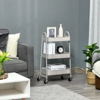 HOMCOM Carrito Auxiliar con Ruedas Carro de Almacenaje de 3 Niveles para Baño Salón Cocina Oficina 45x31x79,4 cm Gris(m-2)
