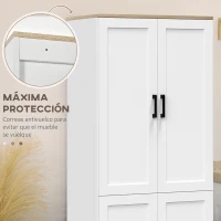 HOMCOM Alacena de Cocina Armario de Almacenaje Multifuncional con 4 Puertas y Estantes Ajustables 60x30x171 cm Blanco(m-6)