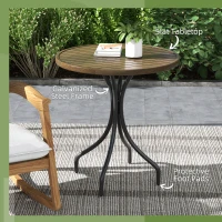 Outsunny Φ66cm Galvanised Steel Garden Table - Brown(m-5)