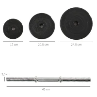 HOMCOM Kurzhantel-Set 40 kg, 2 Metallgriffe, 12 Hantelscheiben, bodenschonend, schwarz(m-3)