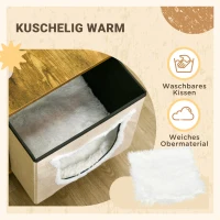 PawHut Katzenhöhle im Industriedesign inkl. Kissen, Katzenhaus, waschbares Kissen, Braun + Weiß(m-5)