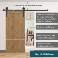 HOMCOM Gleitschienen-Bausatz für Schiebetüren, Metall, 2 m, max. 100 kg Belastbarkeit, Braun(m-4)