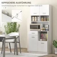 HOMCOM Küchenschrank, Buffet mit Schublade, Soft-Close Türen, 80 x 35 x 180 cm, Weiß(m-7)