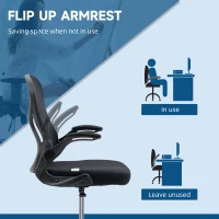 Vinsetto Adjustable Mesh Standing Desk Chair with Flip-up Armrests Lumbar Support Armrests Adjustable Footrest Ring Black(m-7)